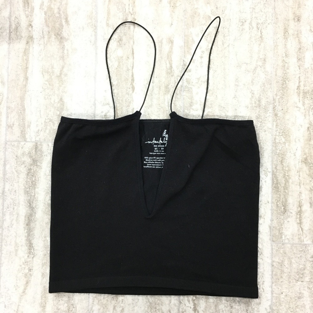 Free People Skinny Strap Brami Black Top